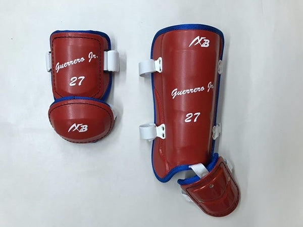 A view of the Air Jordan elbow guard worn by Vladimir Guerrero Jr